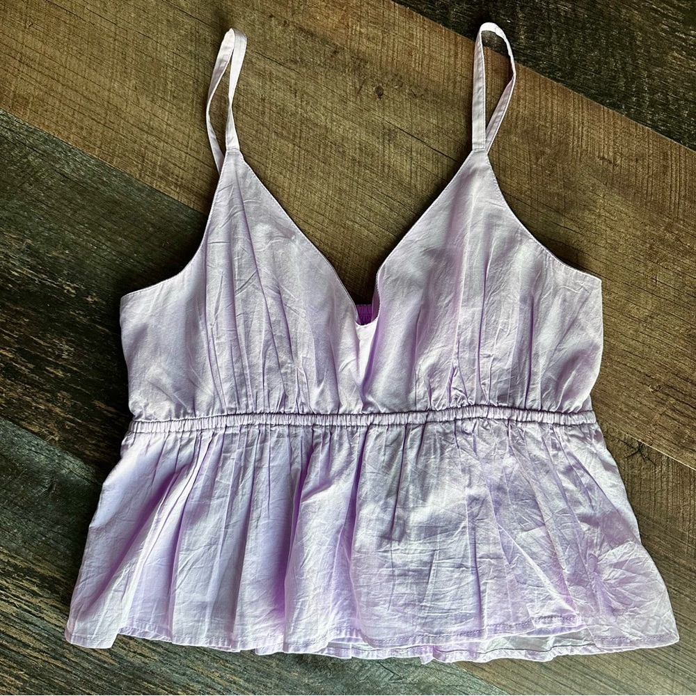 Hollister Lilac Smocked Spaghetti Strap Tank Top